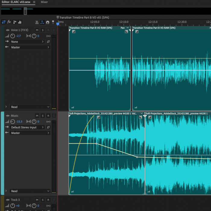 Screenshot of editing audio
